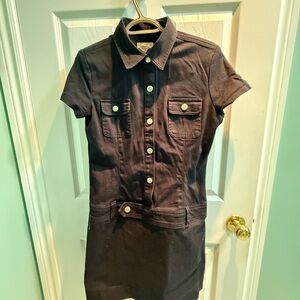 Black Jean Button-Up Women's Dress